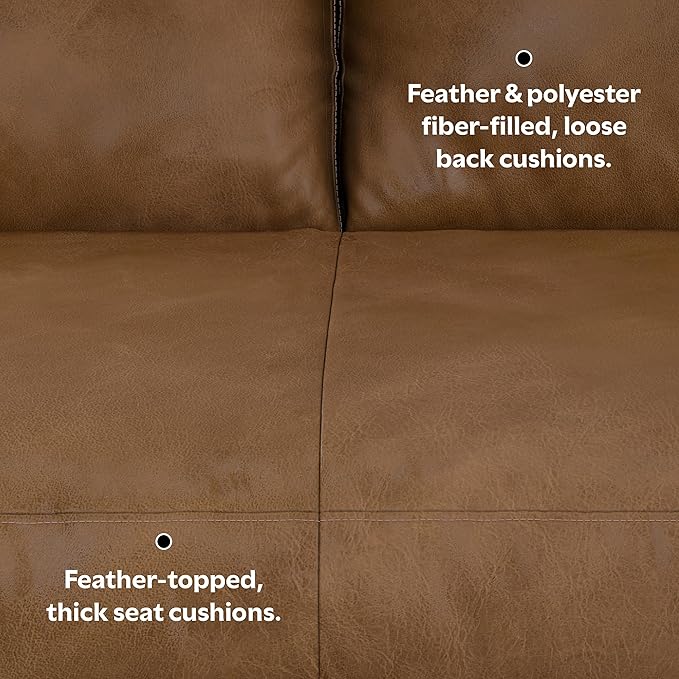 SIMPLIHOME Morrison Right Sectional Sofa in Full-Grain Genuine Leather, Caramel Brown, 102-inches Wide, L-Shaped Leather Couch with Right Chaise for the Living Room and Family Room