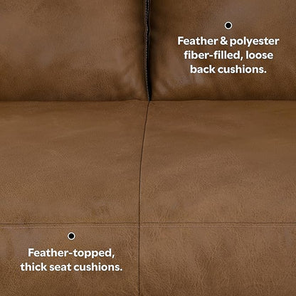 SIMPLIHOME Morrison Right Sectional Sofa in Full-Grain Genuine Leather, Caramel Brown, 102-inches Wide, L-Shaped Leather Couch with Right Chaise for the Living Room and Family Room