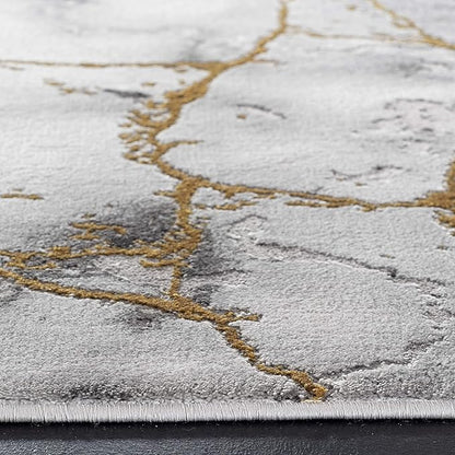 SAFAVIEH Craft Collection Runner Rug - 2'3" x 6', Grey & Gold, Modern Abstract Design, Non-Shedding & Easy Care, Ideal for High Traffic Areas in Living Room, Bedroom (CFT877F)