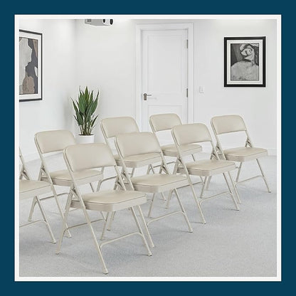 OEF Furnishings OEF1200 Series Premium Heavy Duty Vinyl Padded Folding Chairs, Commercial Grade 500 lb Capacity (4-Pack, Warm Gray)
