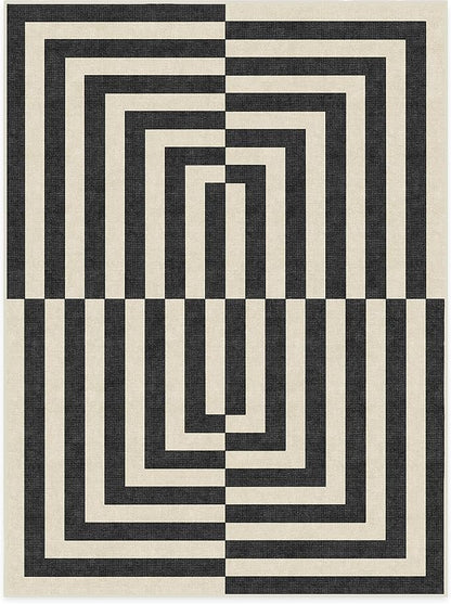 RUGGABLE x Jonathan Adler Machine Washable Modern Area Rug – Op Art Charcoal 9x12, Stain-Resistant, Non-Slip – Large Rugs for Living Room, Bedroom, Hallway, Entryway & Office–with Standard Pad