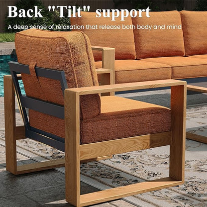 LayinSun Aluminum Patio Furniture Set 2 Seat Loveseat, Oversized Seat with Hight Back, Outdoor Conversation Sets for Porch, Balcony, Deck