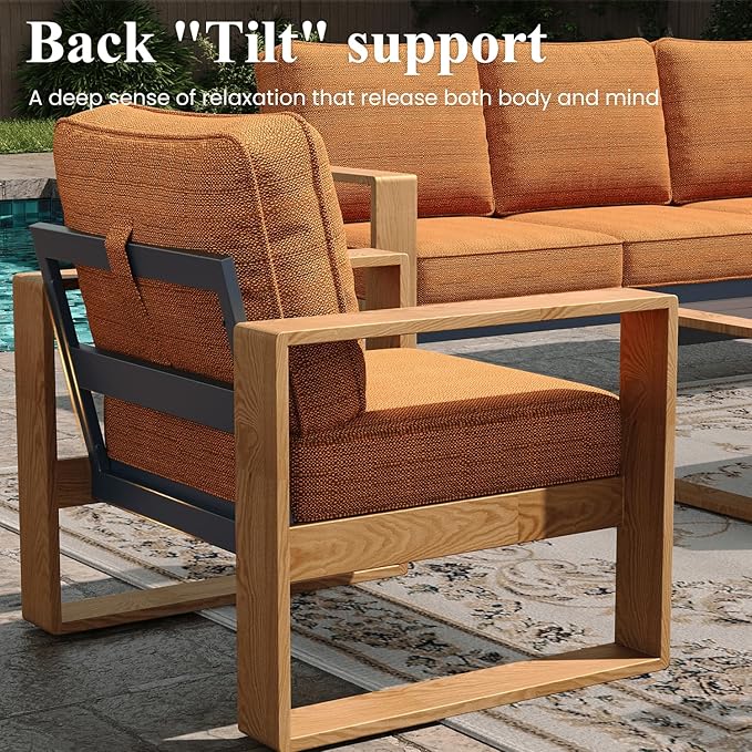 LayinSun Aluminum Patio Furniture Set 2 Chair, Oversized Seat with Hight Back, Outdoor Conversation Sets for Porch, Balcony, Deck