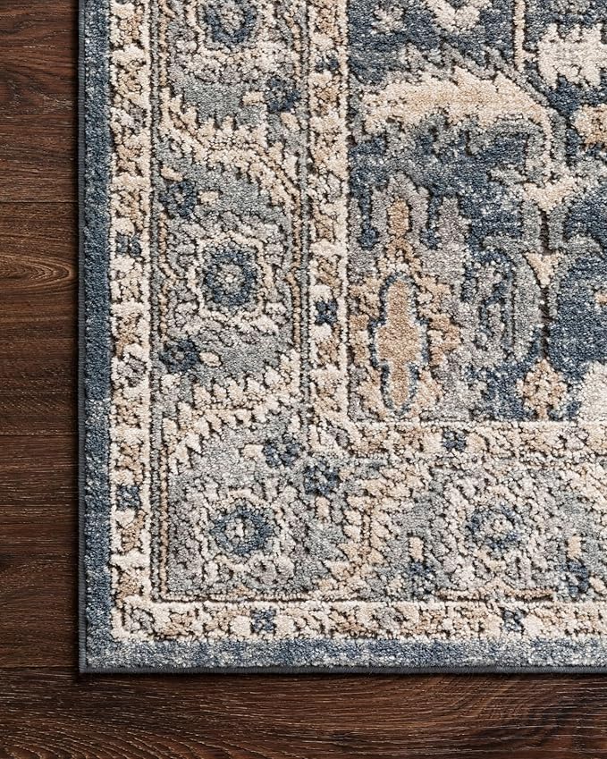 Loloi Teagan Collection TEA-03 Denim/Pebble 2'-8" x 4' Accent Rug, Large, Soft Neutral Rug, High-Traffic for Living Room, Bedroom, Home Office, Dining Area