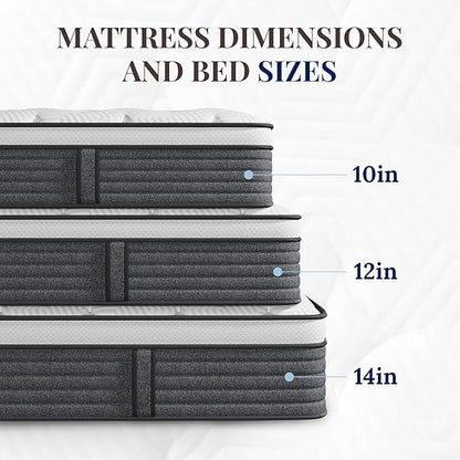 CH CHARME HOUSE Full Size Mattress, 14 Inch Full Hybrid Mattress in a Box, Medium Feel Foam and Individual Pocket Springs, Extra Edge Support, Pressure Relief, CertiPUR-US