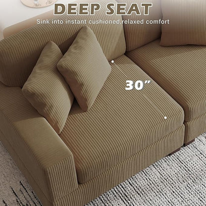 Modular Sectional Couches for Living Room, 118" Modern Upholstered Sofa Couche with Ottoman for Living Room Bedroom, Camel