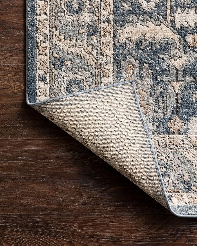 Loloi Teagan Collection TEA-03 Denim/Pebble 5'-3" x 7'-6" Area Rug, Large, Soft Neutral Rug, High-Traffic for Living Room, Bedroom, Home Office, Dining Area