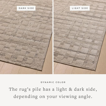 Loloi Amber Lewis Monty Collection MOT-06 Pebble/Beige 5'-3" x 7'-6", .50" Pile Height, Accent Rug