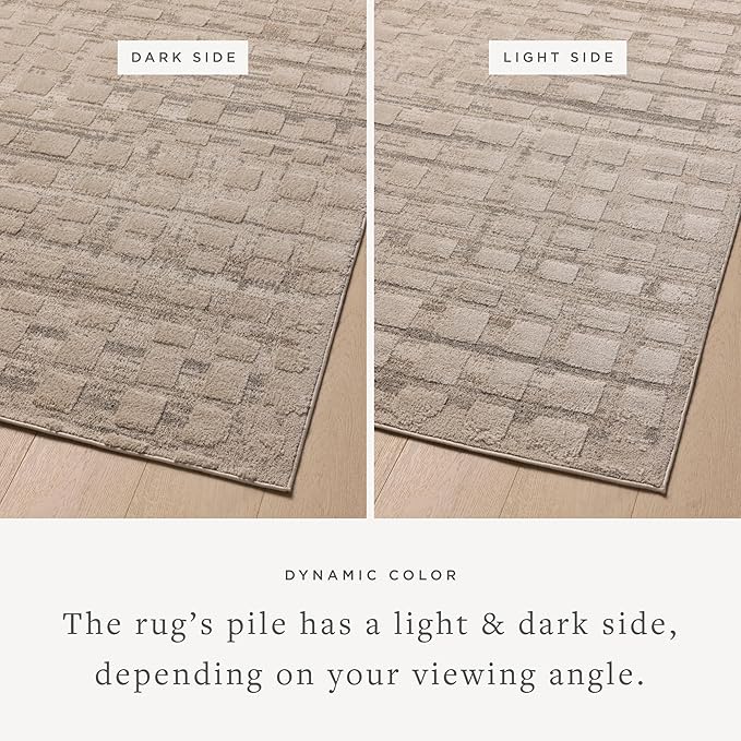 Loloi Amber Lewis Monty Collection MOT-06 Pebble/Beige 4'-0" x 6'-0", .50" Pile Height, Accent Rug