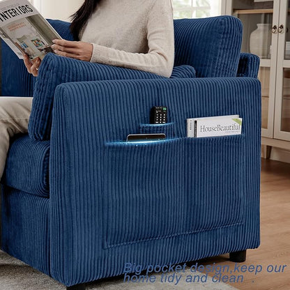 79" Small Couches with Storage Ottoman 3 Seat L Shaped Couch Sectional Sofa with Chaise Lounge for Apartment,Dorm,Bonus Room,Compact Spaces. (Blue, 3+OTT)
