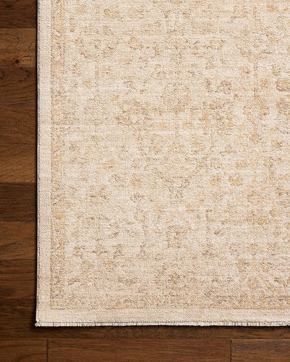 Loloi Chris Loves Julia Palma Collection PLM-01 Ivory/Sand 11'-6" x 15'-7" Fringe Area Rug Vintage Style Boho Living Room Bedroom Carpet