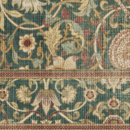 RUGGABLE x Morris & Co Machine Washable Area Rug – Lodden Soft Evergreen & Gold 3x5, Stain-Resistant, Non-Slip – Small Rugs for Living Room, Bedroom, Hallway, Entryway & Office–with Standard Pad
