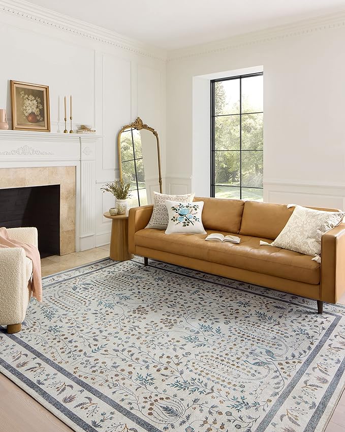 Loloi Rifle Paper Co. Maison Collection MAO-05 Wisteria Cream 7'-6" x 9'-6", .19" Pile Height, Area Rug