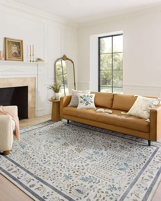 Loloi Rifle Paper Co. Maison Collection MAO-05 Wisteria Cream 7'-6" x 9'-6", .19" Pile Height, Area Rug