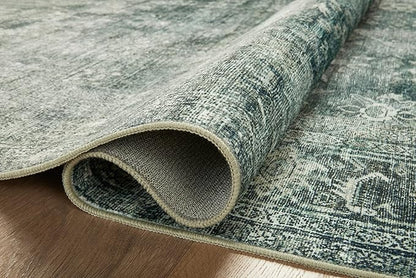 Loloi Magnolia Home by Joanna Gaines Banks Collection BAN-03 Blue/Lagoon 5'-0" x 7'-6", .13" Pile Height, Machine Washable, Area Rug
