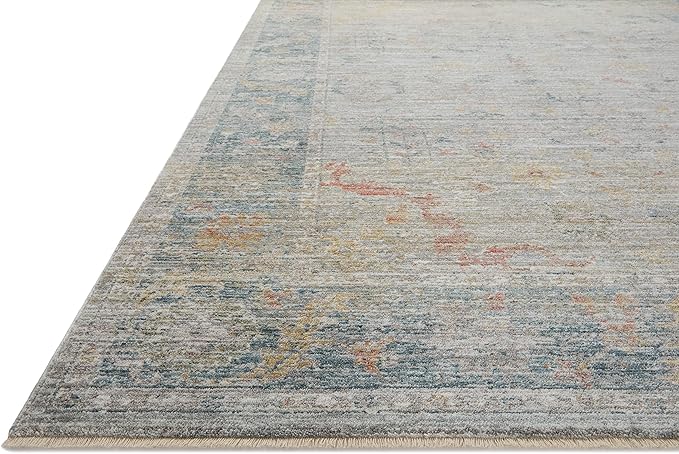 Loloi Magnolia Home by Joanna Gaines Millie Collection MIE-04 Slate/Multi 7'-10" x 7'-10", .25" Pile Height, Round Area Rug