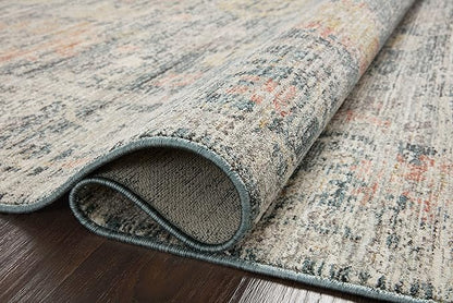 Loloi Magnolia Home by Joanna Gaines Millie Collection MIE-01 Blue/Multi 9'-6" x 9'-6", .25" Pile Height, Round Area Rug