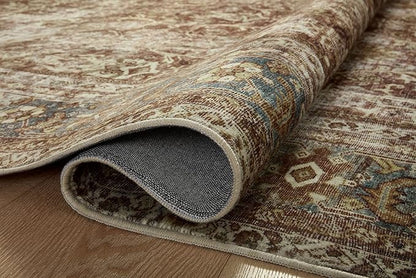Loloi Magnolia Home by Joanna Gaines Sinclair Collection SIN-01 Rust/Lagoon 7'-6" x 9'-6", .25" Pile Height, Machine Washable, Area Rug
