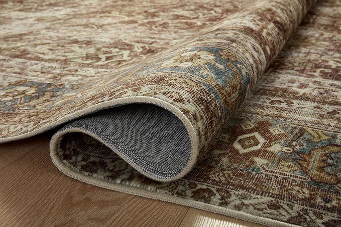 Loloi Magnolia Home by Joanna Gaines Sinclair Collection SIN-01 Rust/Lagoon 2'-0" x 5'-0", .25" Pile Height, Machine Washable, Accent Rug