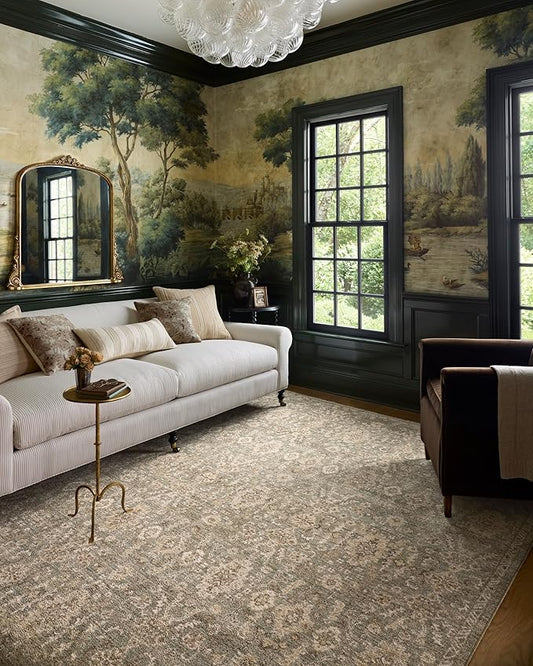 Loloi Chris Loves Julia Palma Collection PLM-03 Lagoon/Natural 2'-7" x 12'-0" Runner Rug Vintage Style Boho Living Room Bedroom Carpet