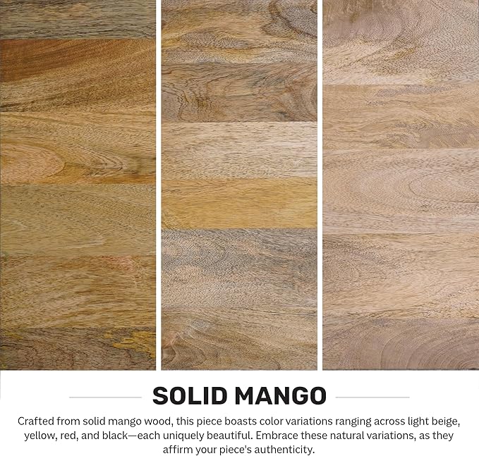 SIMPLIHOME Elmbrook Coffee Table - 34 inch Wide Solid Mango Wood Modern Industrial Round Drum Cocktail Table in Natural, Sculptural Living Room Table with Low Profile Design, Assembled