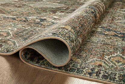 Loloi Magnolia Home by Joanna Gaines Banks Collection BAN-05 Spice/Blue 2'-3" x 3'-9" .13" Pile Height, Machine Washable, Accent Rug
