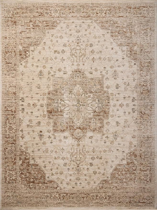 Loloi Magnolia Home by Joanna Gaines Junie Collection JUE-04 Natural/Clay 7'-10" x 7'-10", .38" Pile Height, Round Area Rug