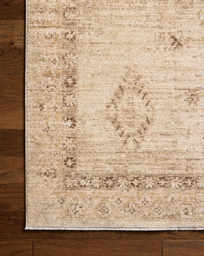 Loloi Chris Loves Julia Palma Collection PLM-06 Natural/Smoke 11'-6" x 15'-7" Fringe Area Rug Vintage Style Boho Living Room Bedroom Carpet