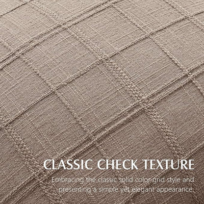 Foindtower Set of 2 Decorative Linen Check Throw Pillow Covers Neutral Farmhouse Vintage Cushion Covers Modern Boho Home Decor for Sofa Chair Couch Bedroom Living Room,16×16 Inch,Tan Taupe