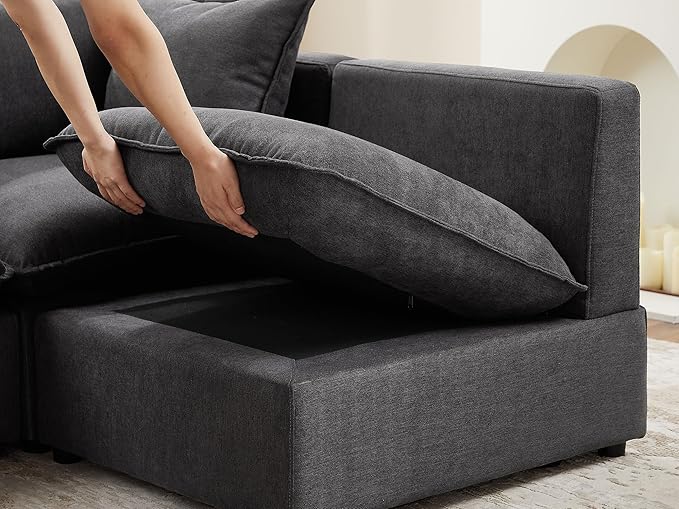 VANOMi Modular Sectional Sofa, 6 Seater Sectional Sofa Modular Sectional Couch for Living Room, U Shape Sofa