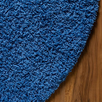 Unique Loom Solid Shag Collection Area Rug (4' 1" Round, Periwinkle Blue)