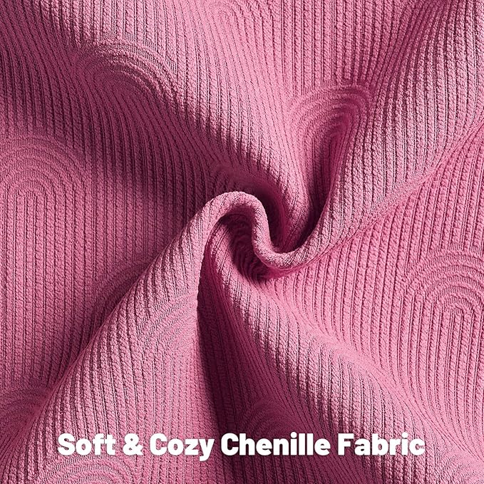 FUTEI Hot Pink Chenille Decorative Throw Pillow Covers 18x18 Inch Set of 2,Soft Cozy Striped Geometric Patterns Cushion Cases,Modern Home Decor for Couch Bed Living Room