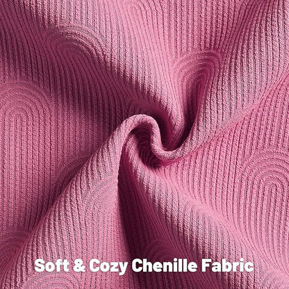 FUTEI Hot Pink Chenille Decorative Throw Pillow Covers 16x16 Inch Set of 2,Soft Cozy Striped Geometric Patterns Cushion Cases,Modern Home Decor for Couch Bed Living Room