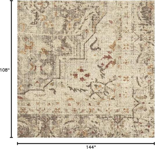 RUGGABLE Washable Vintage Area Rug – Sarrah Hazel 9x12, Stain-Resistant, Non-Slip – Large Machine Washable Rugs for Living Room, Bedroom, Hallway, Entryway & Office–with Cushioned Pad