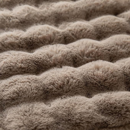 Pack of 2 Thick Plush Throw Pillow Covers Fluffy Wave Faux Fur Decorative Cushion Covers Soft Wool Pillowcase for Sofa Couch Livingroom 16x16 Inch Taupe