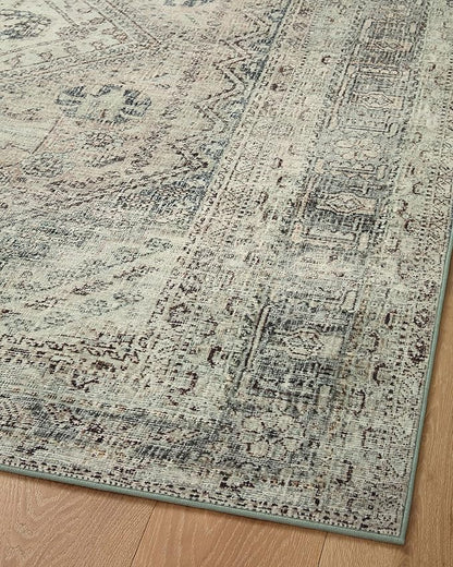 Loloi Magnolia Home by Joanna Gaines Sinclair Collection SIN-04 Natural/Sage 8'-6" x 11'-6", .25" Pile Height, Machine Washable, Area Rug