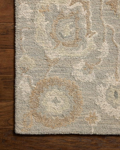 Loloi Chris Loves Julia Dorothea Collection DRT-01 Stone/Multi 3'-6" x 5'-6" Accent Rug Wool Neutral Floral Living Room Bedroom Carpet