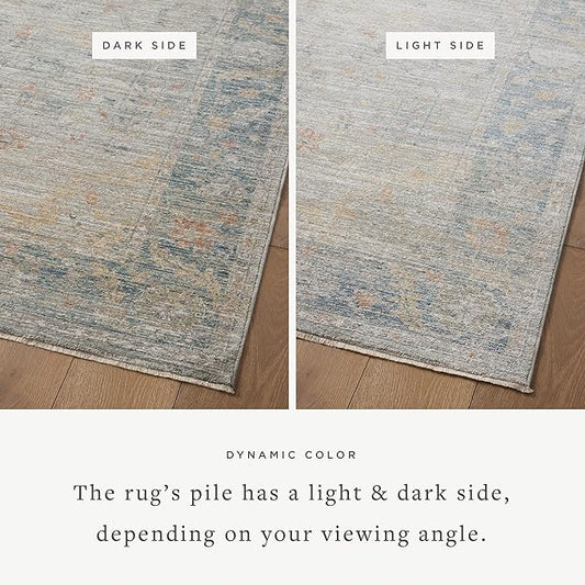 Loloi Magnolia Home by Joanna Gaines Millie Collection MIE-04 Slate/Multi 7'-10" x 7'-10", .25" Pile Height, Round Area Rug