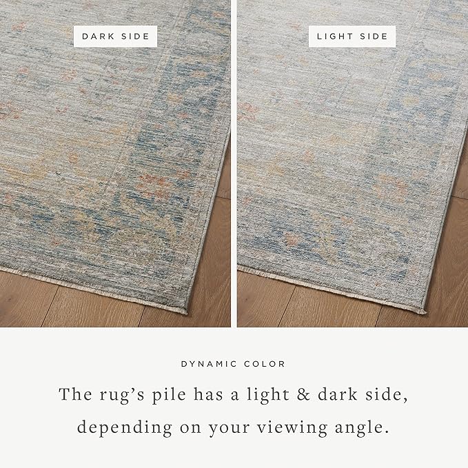 Loloi Magnolia Home by Joanna Gaines Millie Collection MIE-04 Slate/Multi 3'-6" x 5'-6", .25" Pile Height, Accent Rug