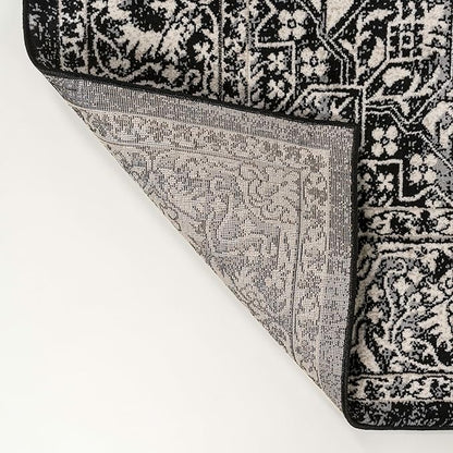 JONATHAN Y Vintage Medallion Indoor Area Rug Black 4X6, Modern Boho for Living Room, Bedroom, Kitchen, Office, Easy-Cleaning, High Traffic, Pet-Friendly, Non-Shedding MDP100D-4