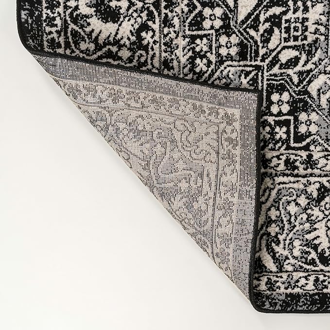 JONATHAN Y Vintage Medallion Indoor Area Rug Black 3X5, Modern Boho for Living Room, Bedroom, Kitchen, Office, Easy-Cleaning, High Traffic, Pet-Friendly, Non-Shedding MDP100D-3