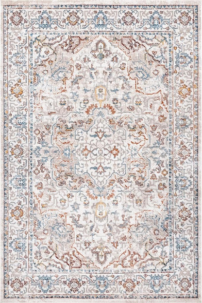 nuLOOM 3' x 5' Machine Washable Stain-Resistant Area Rug Medium Profile for Living Room, Bedroom, and Dining Room, Cady Beige