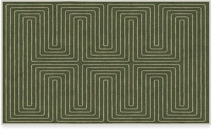 RUGGABLE x Jonathan Adler Machine Washable Modern Area Rug – Labyrinth Fern Green 3x5, Stain-Resistant, Non-Slip – Small Rugs for Living Room, Bedroom, Hallway, Entryway & Office–with Standard Pad