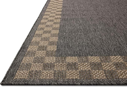 Loloi Chris Loves Julia Providence Collection PRC-01 Charcoal/Natural 2'-3" x 7'-7", .12" Pile Height, Indoor/Outdoor Runner Rug