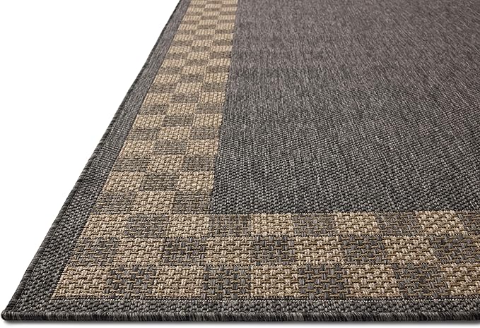 Loloi Chris Loves Julia Providence Collection PRC-01 Charcoal/Natural 6'-3" x 9'-2", .12" Pile Height, Indoor/Outdoor Area Rug