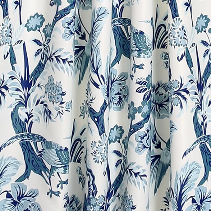 Lush Decor Dolores Light Filtering Window Panels, Pair, 52" W x 84" L, Blue - Floral Curtains for Bedroom - Vintage Curtains - Coquette Room Decor
