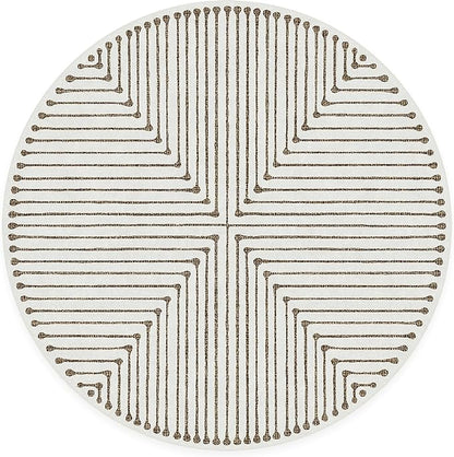 RUGGABLE x Jonathan Adler Machine Washable Area Rug – Inkdrop Camel & Ivory 6 ft Round, Stain-Resistant, Non-Slip – Medium Rugs for Living Room, Bedroom, Hallway, Entryway & Office–with Cushioned Pad