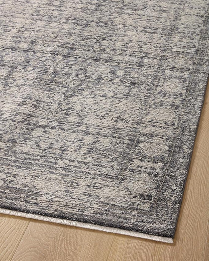 Loloi Amber Lewis Alie Collection ALE-03 Charcoal/Dove 5'-3'' x 5'-3'', .13'' Pile Height, Round Area Rug