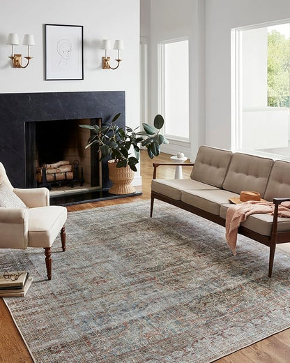 Loloi Chris Loves Julia Jules Collection JUL-05 Lagoon/Brick 3'-6'' x 5'-6'', .13" Pile Height, Accent Rug