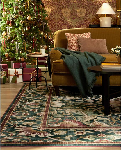 RUGGABLE x Morris & Co Machine Washable Area Rug – Lodden Soft Evergreen & Gold 4x6, Stain-Resistant, Non-Slip – Medium Rugs for Living Room, Bedroom, Hallway, Entryway & Office–with Standard Pad